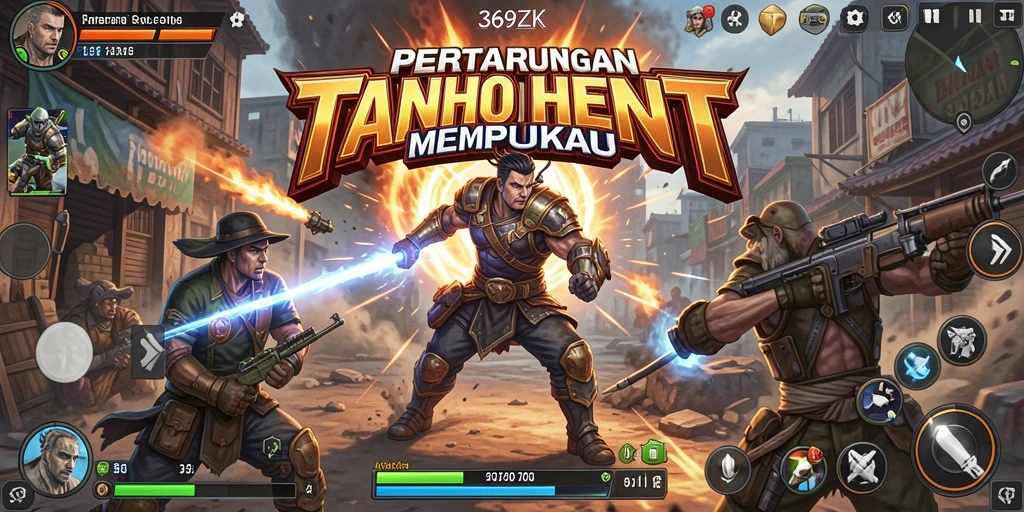 Gameplay seru dalam 369ZK saat karakter bertarung melawan musuh.