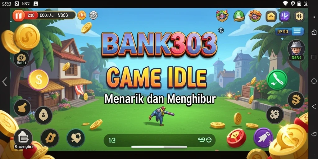Screenshot utama BANK303 menampilkan gameplay Idle yang seru dan menarik.