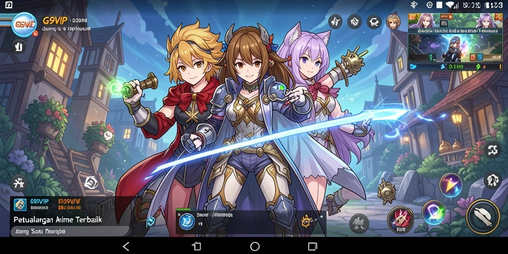 Screenshot gameplay G9VIP menampilkan karakter anime yang menarik.