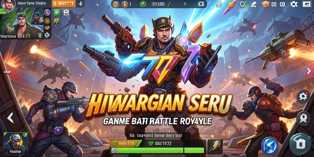 Tampilan ilustrasi gameplay seru dalam HIWIN777 dengan pertempuran mendebarkan.