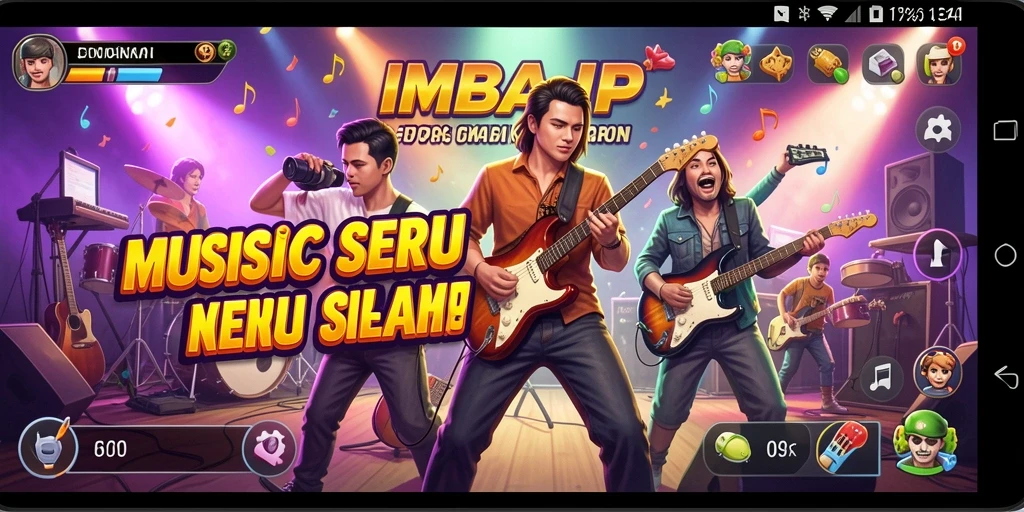 Screenshot gameplay IMBAJP yang menunjukkan keseruan bermain musik.
