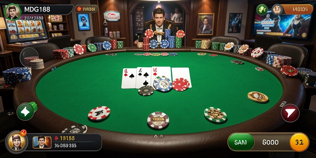 Gameplay poker seru di MDG188 dengan berbagai mode menarik.