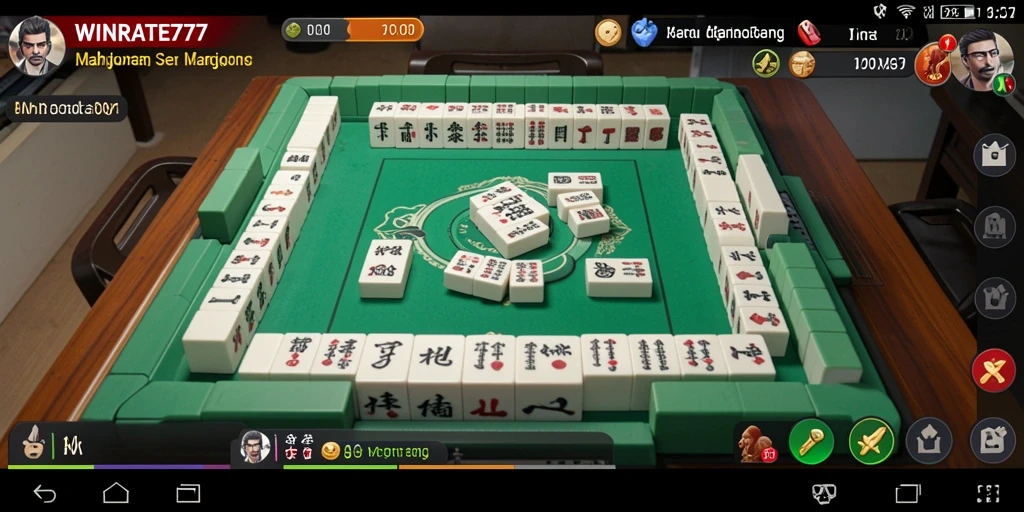 Screenshot gameplay WINRATE777 yang menunjukkan aksi permainan Mahjong yang seru.