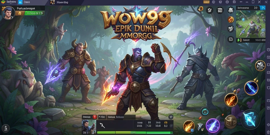 Tampilan menarik dari gameplay MMORPG WOW99 yang menakjubkan.